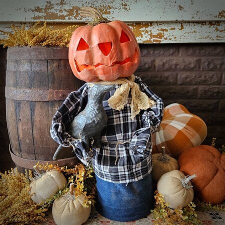 Pumpkin Boy Doll Carved with Light