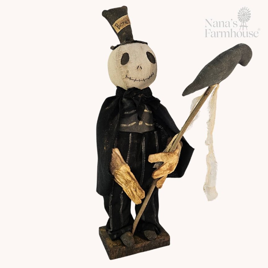 Skully Holding Crow On Stick - 22"