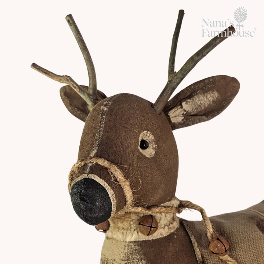 Standing Buck with Tan Blanket Black Stripe with Rope  & Bells - 19" x 14"