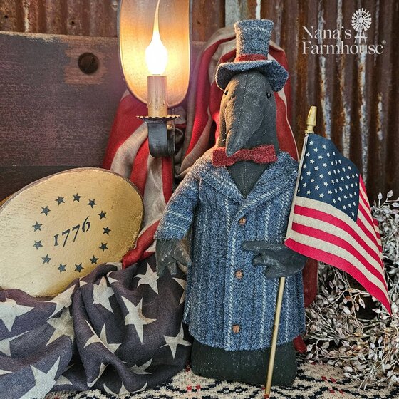 Black Crow Doll with American Flag