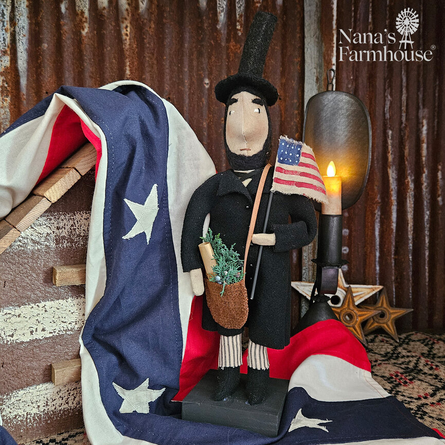 Abe Lincoln American Flag with Shoulder Bag - 17"