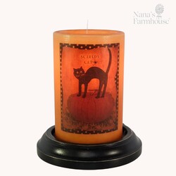 CR Designs Scaredy Cat & Pumpkin Candle Sleeve