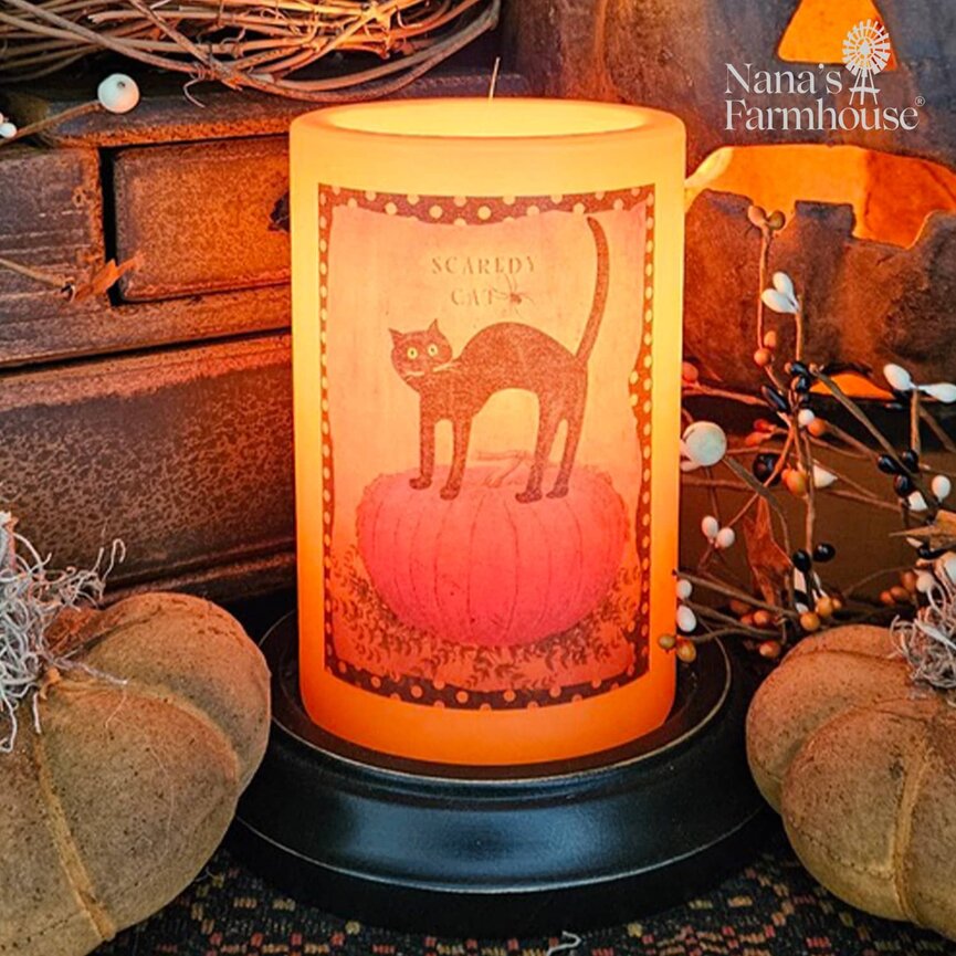 CR Designs Scaredy Cat & Pumpkin Candle Sleeve