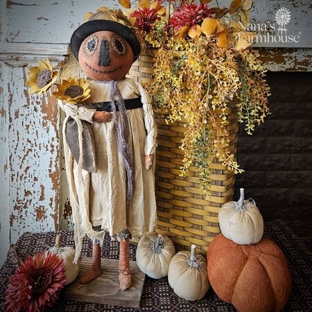 Pumpkin Girl with Sunflowers & Hat