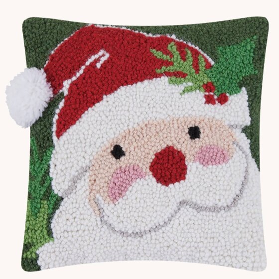Santa Hat Hooked Pillow