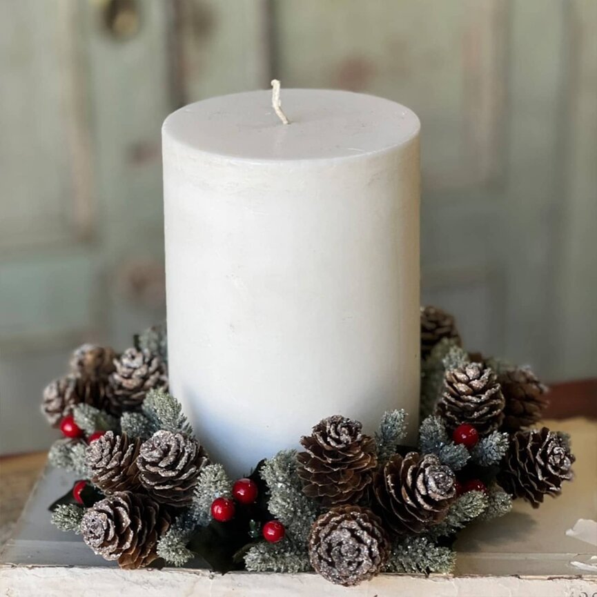 Icy Berries & Cone Candle Ring - 4" Inner