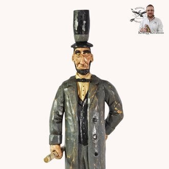 Gettysburg Abe Lincoln Figurine with Scroll of Speech - Hand Carved