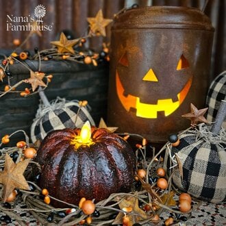 Pumpkin Candle Moving Flame Timer Black - Small