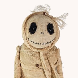 Mummy Wrapped In Gauze Holding Pumpkin - 30"