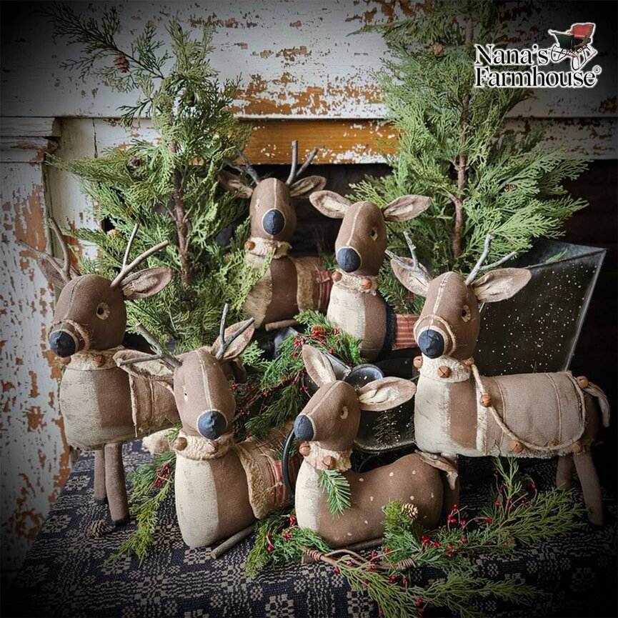 Standing Buck with Tan Blanket Black Stripe with Rope  & Bells - 19" x 14"