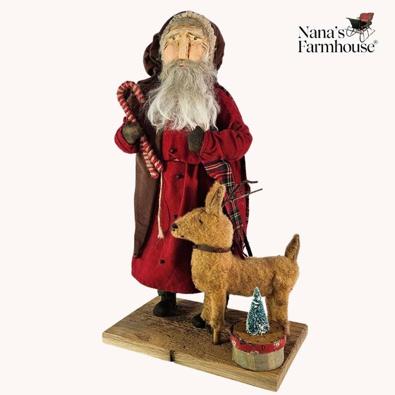 Primitive Santa with Deer - 19"