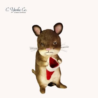 Christmas Mouse with Santa Hat Figurine - 6"