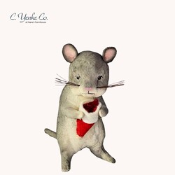 Mouse with Santa Hat Gray - 4.5"