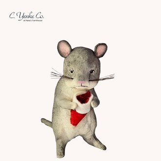 Mouse with Santa Hat Gray - 4.5"