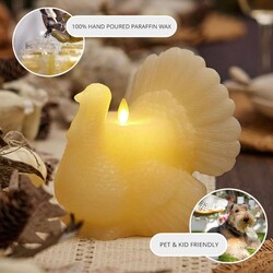 Cream Wax Turkey Indoor Luminara Candle - 6" x 5.25" x 5.25"