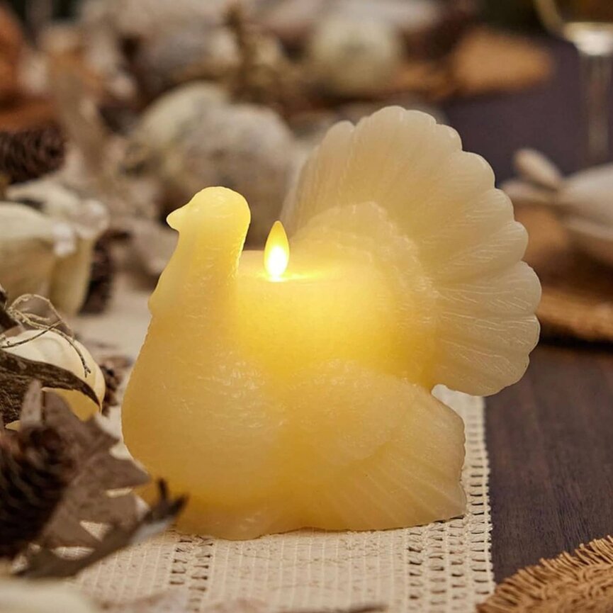 Cream Wax Turkey Indoor Luminara Candle - 6" x 5.25" x 5.25"