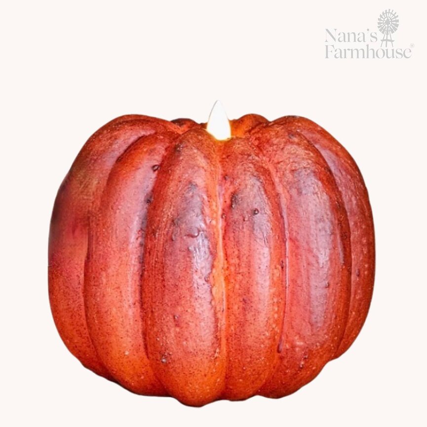 Pumpkin Candle Moving Flame Timer Burnt Orange Medium 5 T x 6 Dia