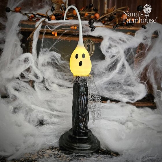 Ghost Face Black Taper Candle - 7.5"