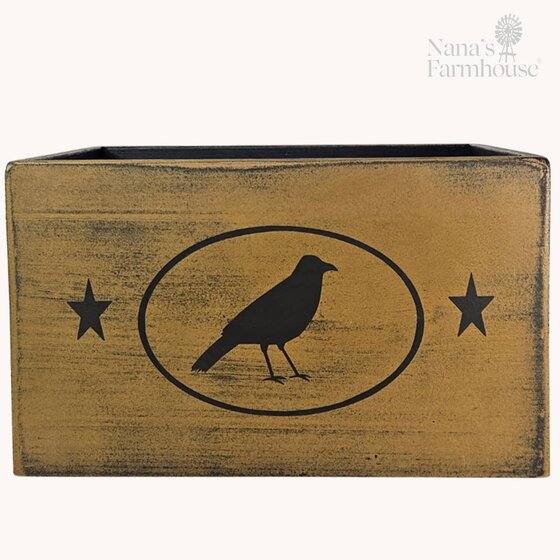 Crow with Stars Box in Distressed Mustard