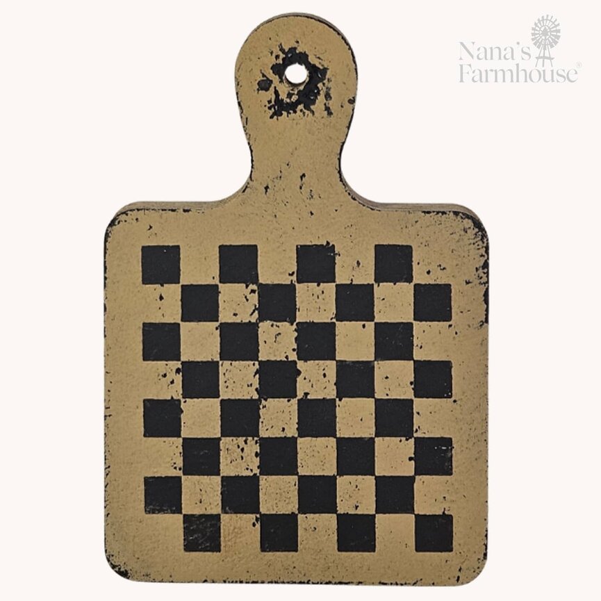 Mini Cutting Board Checker Board Mustard - 6" x 4"