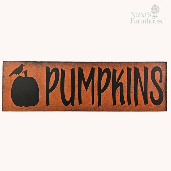 Crow sitting on Pumpkin Burnt Orange Sign