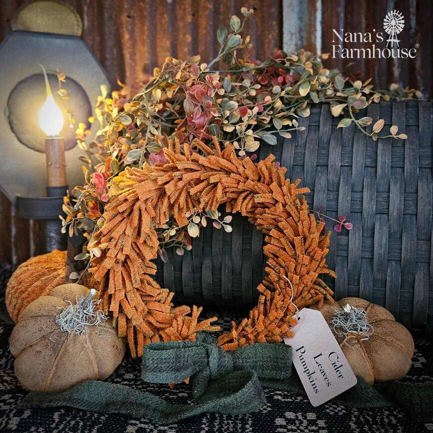Pumpkin Patch Wool Felt Wreath - 9"