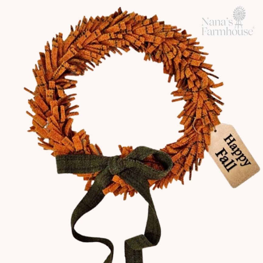 Pumpkin Patch Wool Felt Wreath - 9"