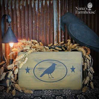 Crow with Stars Box in Distressed Mustard