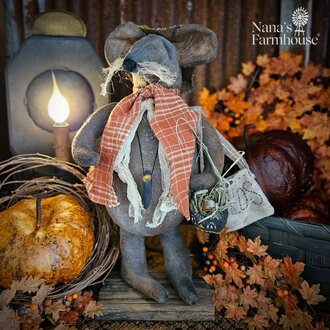 Farmer Boy Mouse with Candy Corn Necklace & Pumpkin Bucket