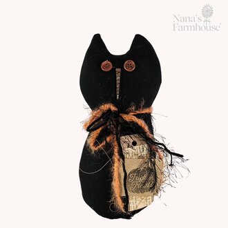 Black Cat Doll Trick Or Treat Weighted Base - Small