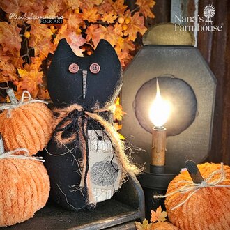 Black Cat Doll Trick Or Treat Weighted Base - Small