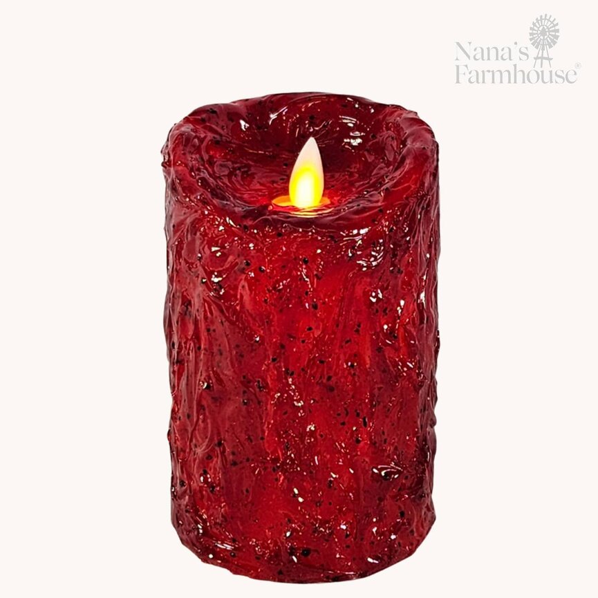 Ruby Red Moving Flame Pillar - 3" x 5"