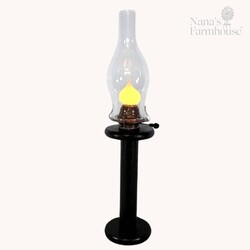 Olde Chamber Spool Lantern with Warm Bulb & Glass Globe