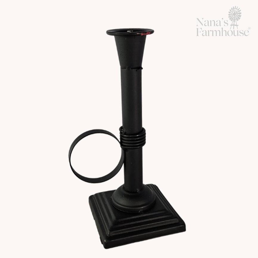Black Distressed Metal Base 8" T For Moving Flame Silicone Taper & Remote Sold Separately