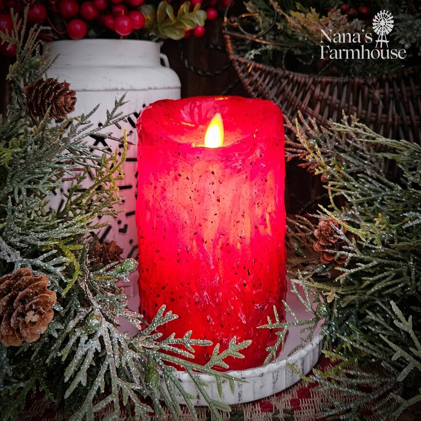 Ruby Red Moving Flame Pillar - 3" x 5"