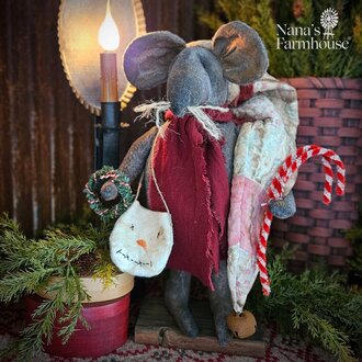 Christmas Mouse with Quilted Night Cap - 16"