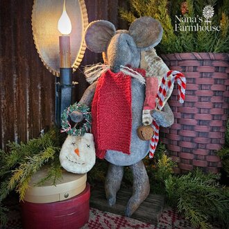 Christmas Mouse in Quilted Night Cap - 16"