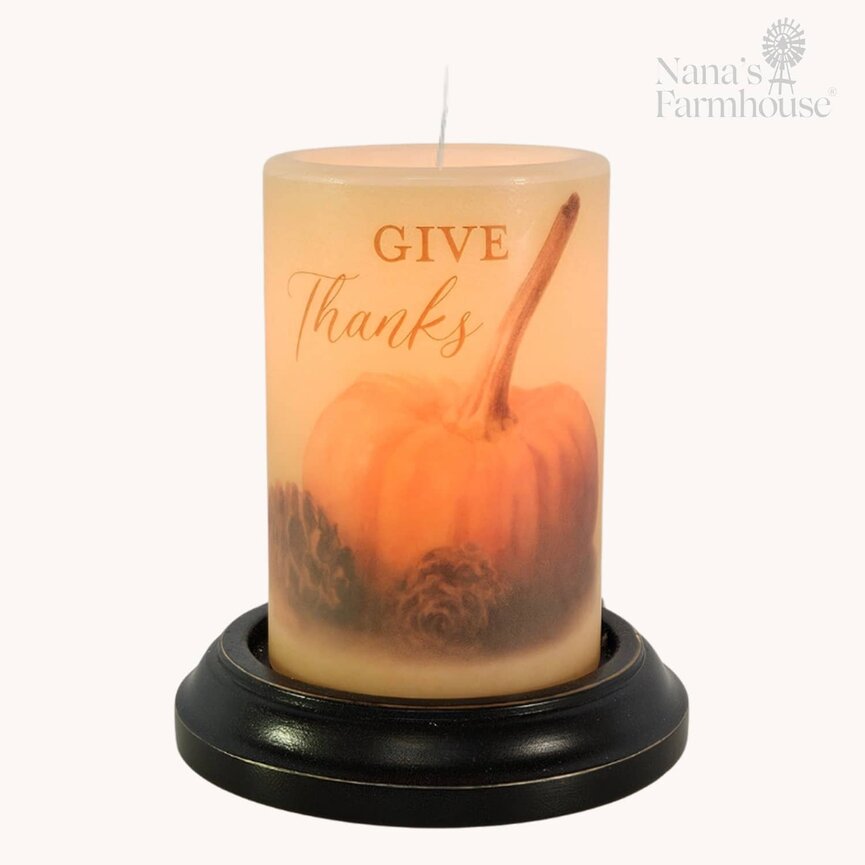 Fall Give Thanks Antique Vanilla Candle Sleeve