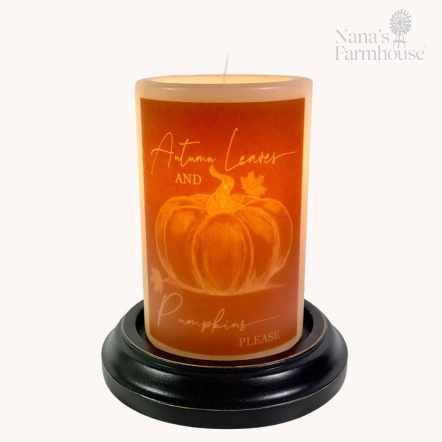 Autumn Leaves Pumpkin Rust Candle Sleeve