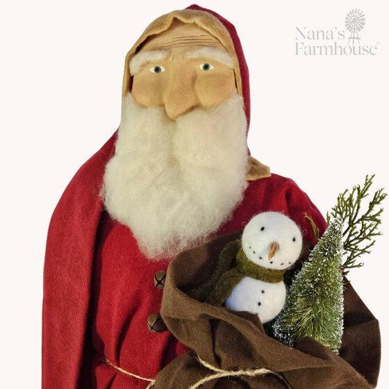 Santa with Snowman & Bottle Brush Tree In Bag - 23"