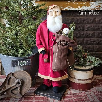 Santa with Snowman & Bottle Brush Tree In Bag - 23"