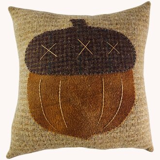 Acorn Applique Wool Pillow