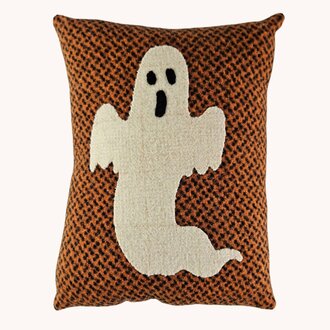 Ghost Applique Print Wool Pillow