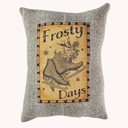 Frosty Days with Skates Wool Pillow -7" x 9"