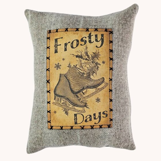 Frosty Days with Skates Wool Pillow