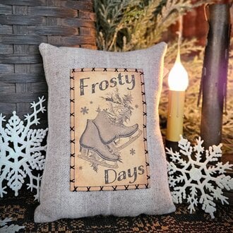 Frosty Days with Skates Wool Pillow