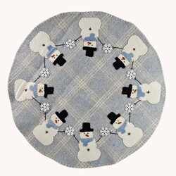 Winter Blues Snowmen Candle Mat - 16.5"