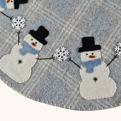 Winter Blues Snowmen Candle Mat - 16.5"