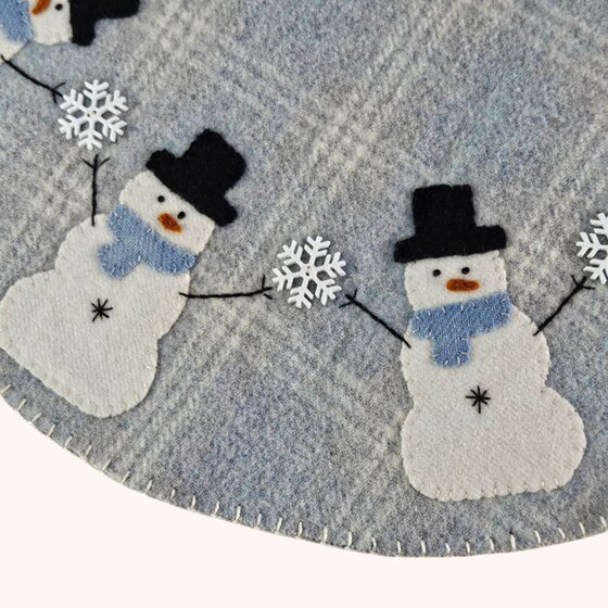 Winter Blues Snowmen Candle Mat - 16.5"