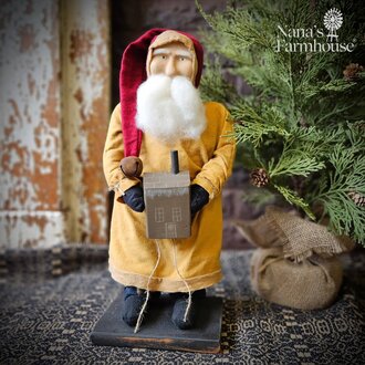 Santa Holding Gingerbread House - 17" T